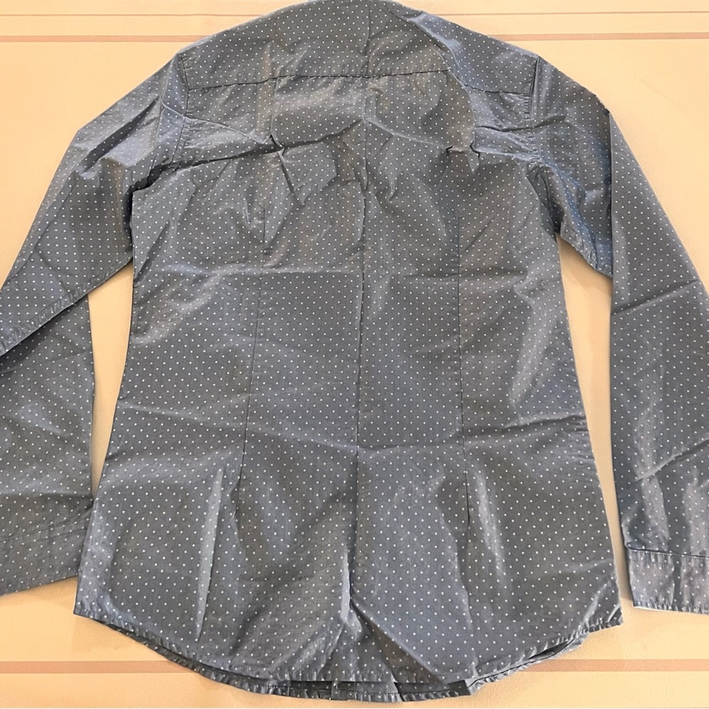 Men's Cotton Blended Polka Dot Design Dress Shirt Light Blue 175/96A